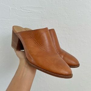 Madewell The Harper Mule Heel Leather Tan Brown English Saddle Size 8.5